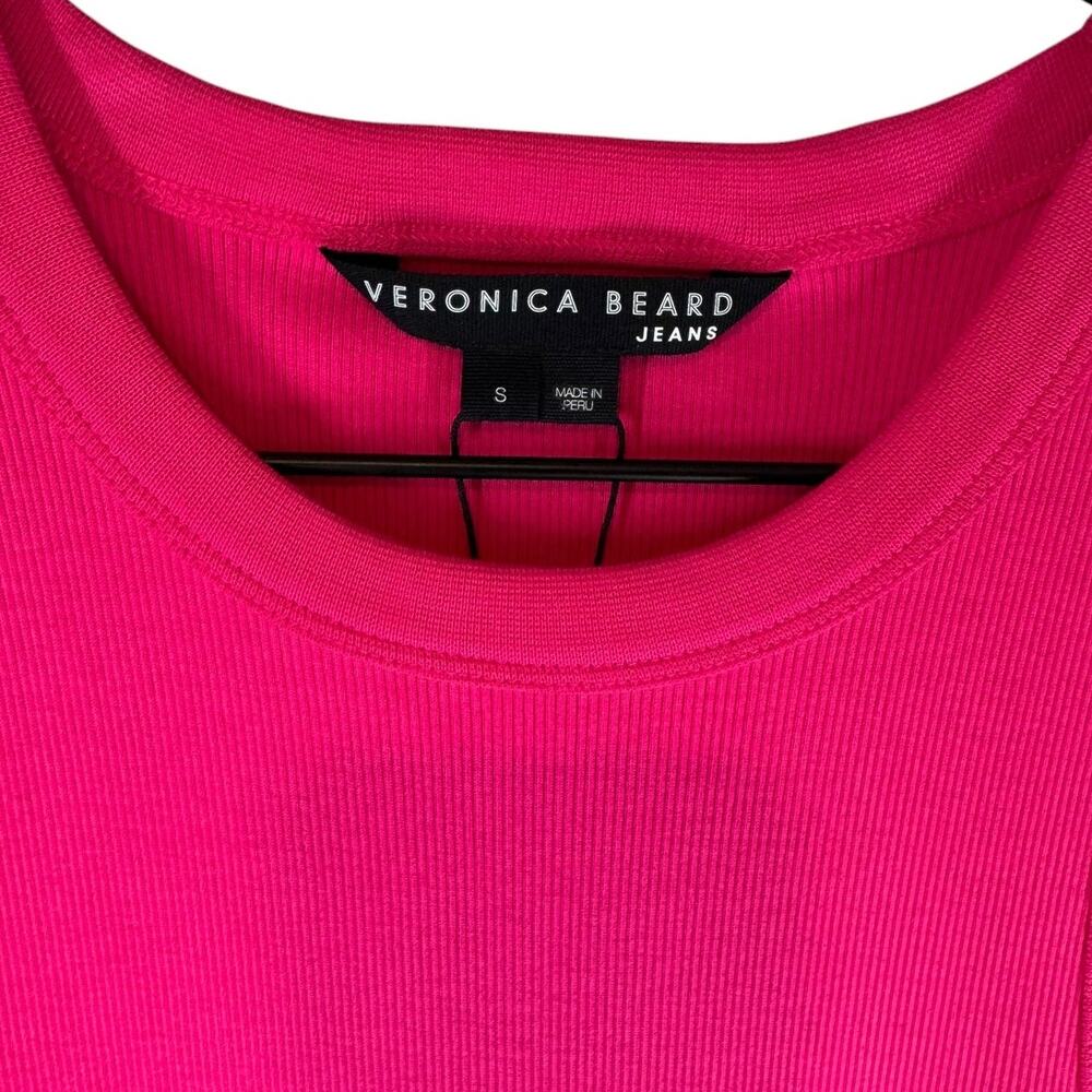 NWT Veronica Beard‎ Austyn Dress Fuchsia Pink Tiered Midi Poplin Small *No Belt* - Picture 7 of 10